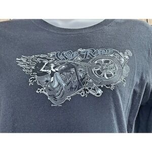 Y2k Chula Latina‎ Women's T-Shirt Motorcycle Long Sleeve M Black  Graphic Print